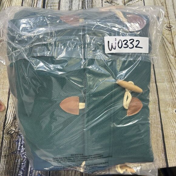 VTG Lands End Parka Coat Womens Small Green Wool Toggle Button Up Hood Lined USA - Picture 10 of 10